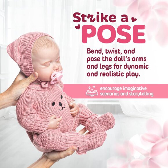 🆕18inch Full Body Silicone Vinyl Newborn Baby Poseable Limbs Rosie Knit Girl - Picture 5 of 7